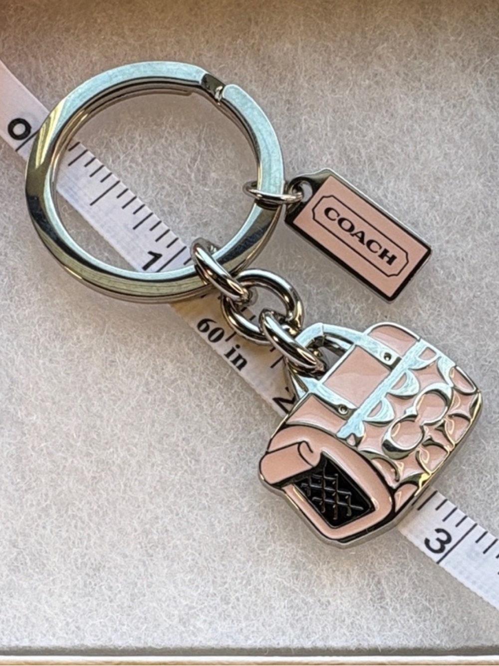 Coach Pink Enamel Dog Carrier Keychain Charm with Silver Hardware - Picture 5 of 5